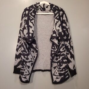 Prana Waterfall Open Front Cardigan Wool Blend, Women's Size L, Gray Black